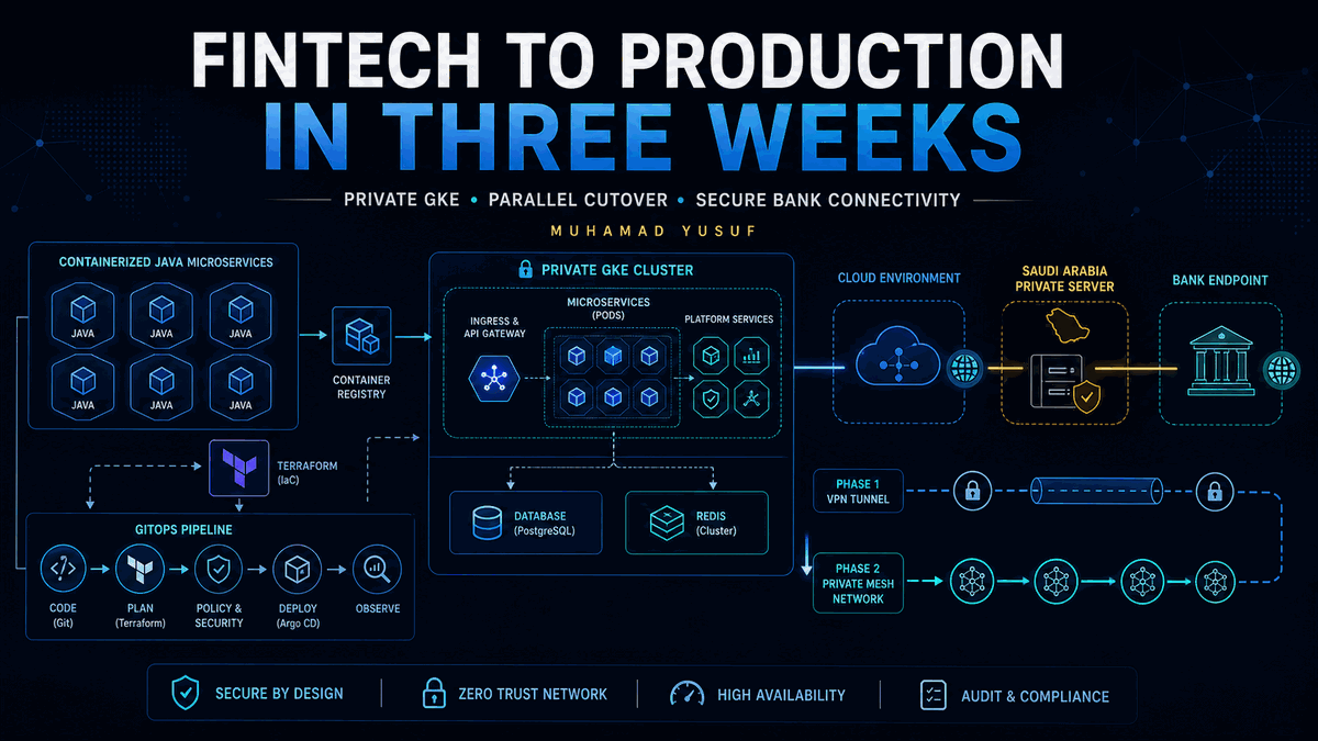 Fintech platform production delivery and secure Saudi network access